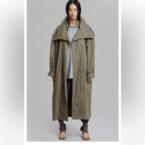 The Frankie shop Lottie wing collar trench coat xs small color olive